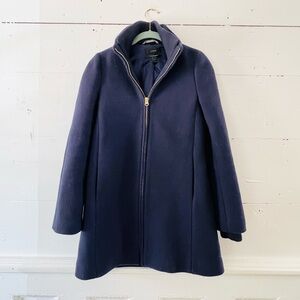 J Crew Italian stadium cloth wool blend overcoat lodge coat navy size 2